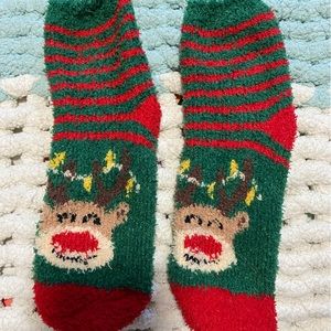 Fuzzy Reindeer Socks
